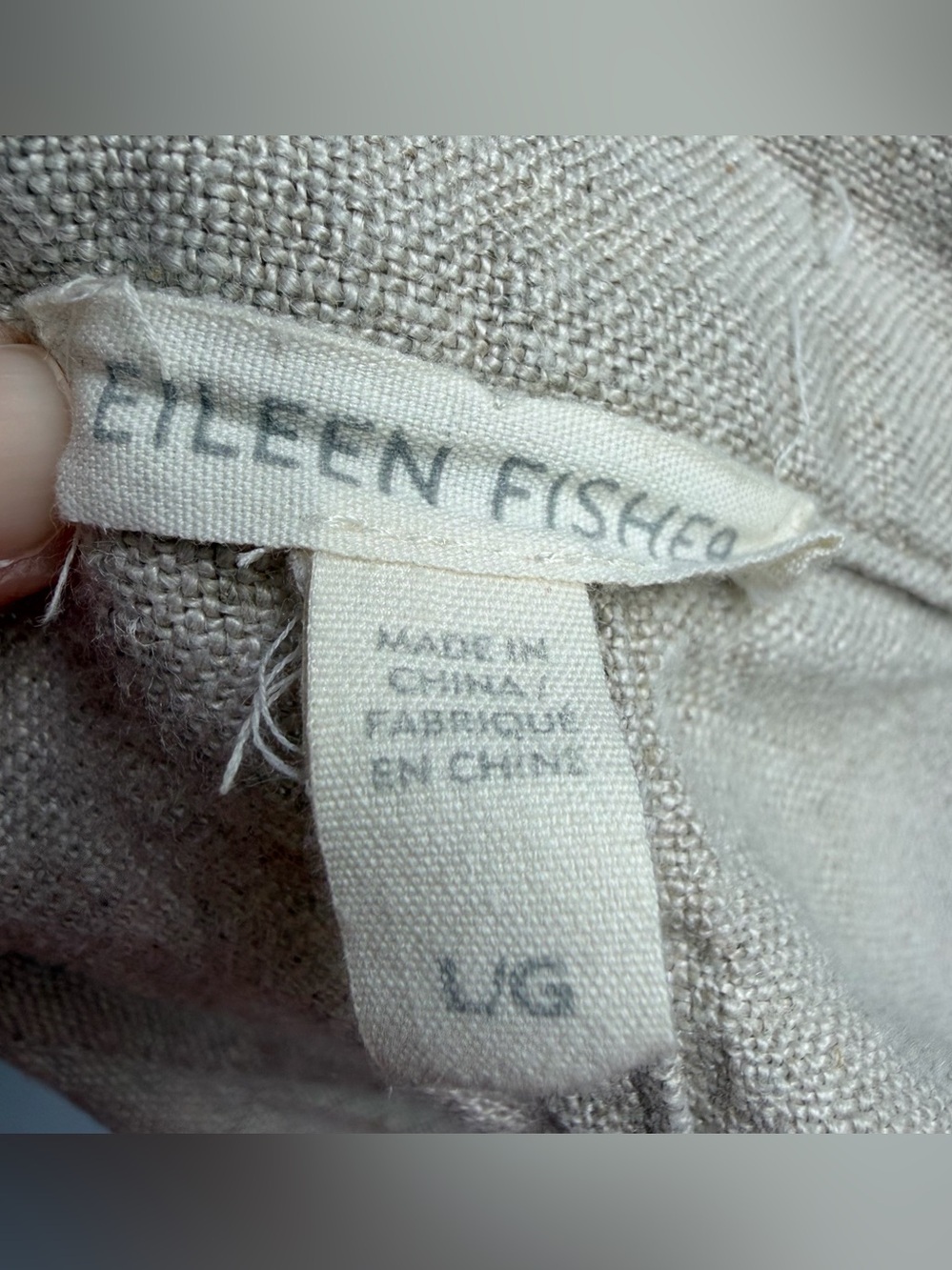 Eileen Fisher Organic Linen Mandarin Collar Beige Jacket Sz L Natural Beige - Picture 3 of 15
